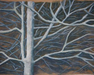 ARBRE EN HIVER - Pastel sur carton - 38 x 29 - prix : 70 euros -