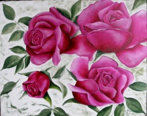 ROSES- Huile sur toile - - collection particulière -