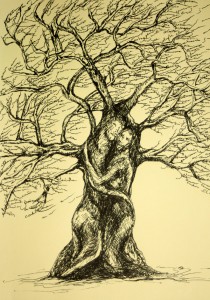 L'ETREINTE 2 - Dessin au stylo sur papier- 24 x 34 - collection particulière