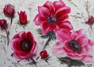 ANEMONES - Huile sur toile - collection particulière -