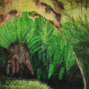 TROPIQUES- Huile sur toile  -  100 x 100 - - collection particulière -